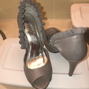 Gray Peep Toe Heels